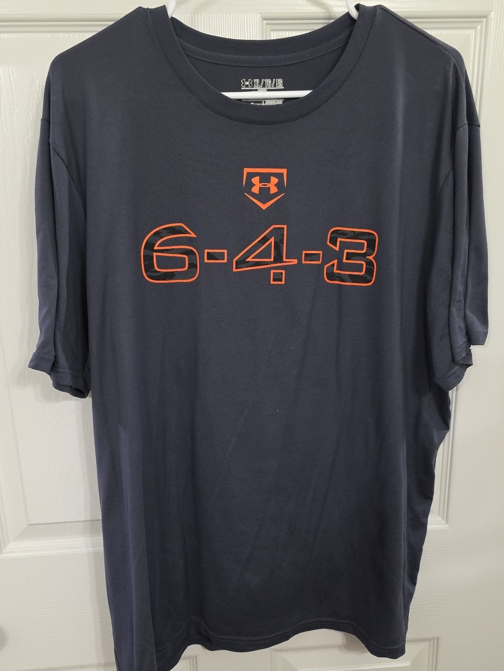 Under Armour Navy Short-Sleeve Performance Tee with Orange Graphic